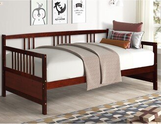 EPOWP Twin Daybed Frame, Wooden Sofa Bed Guest Bed with Rails & Wood Slat Support, Dual-use Twin Size Platform Bed Frame