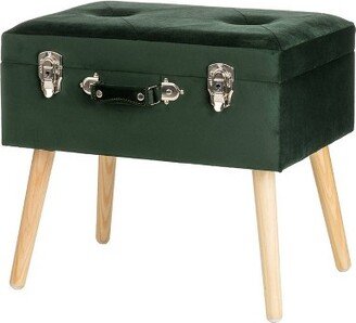 20 Velvet Upholstered Storage Stool Hunter Green