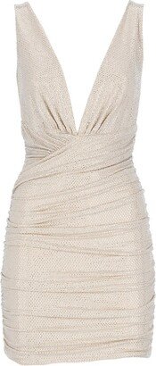 Sequin-Embellished Draped Mini Dress