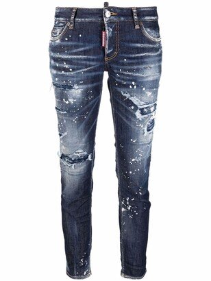 Distressed Straight-Leg Jeans-AU