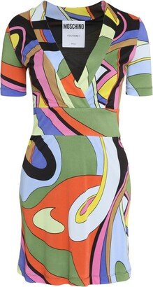 Geometric-Printed V-Neck Dress