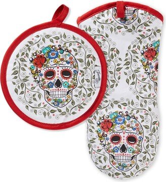 Skull & Vine Oven Mitt & Pot Holder, Set of 2