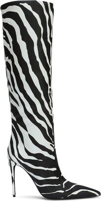 Zebra-Print Knee-High Boots