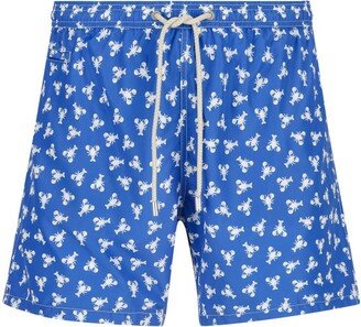 All-Over Printed Drawstring Swim Shorts-AE