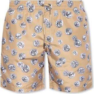 Coin-Print Drawstring Swim Shorts