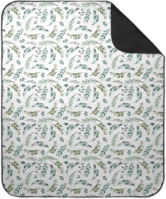 Picnic Blankets: Paprika Floral Greenery Leafs - Green Picnic Blanket, Green