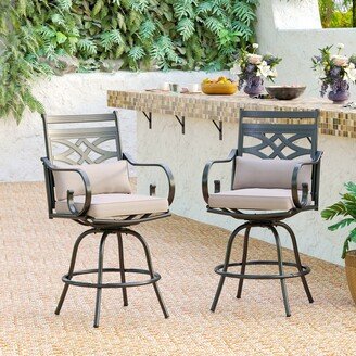 MakeYourDay Set of 2/4/6 Outdoor Patio Dining Swivel Bar Stools with Seating and Lumbar Cushions