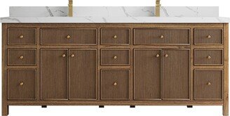 Willow Collections 84 x 22 Sonoma Teak Double Bowl Sink Bathroom Vanity with Quartz or Marble Countertop