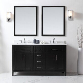 Tahoe 60in Vanity in Espresso with White Cultured Marble Top and Mirror