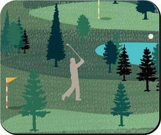 Mouse Pads: Golf Day Out - Green Mouse Pad, Rectangle Ornament, Green