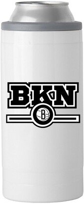 Brooklyn Nets 12 oz Letterman Slim Can Cooler - White, Silver