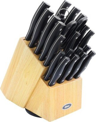 Winstead 22 Piece Stainless Steel Cutlery Set with Black Handles and Wooden Block