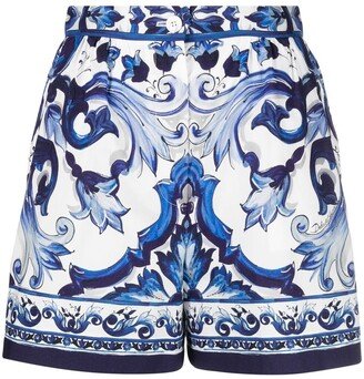 Majolica-print cotton shorts-AA