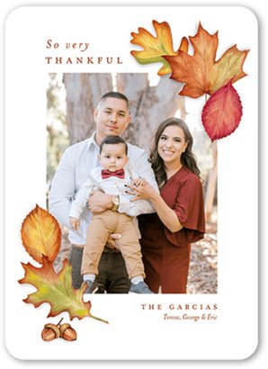 Thanksgiving Cards: So Very Thankful Fall Greeting, White, 5X7, Matte, Signature Smooth Cardstock, Rounded