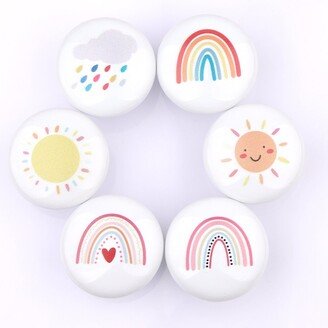 Rainbow Nursery Knobs, Kids Room Cabinet Furniture Improvement Replacement Knob, Round One Hole Knobs