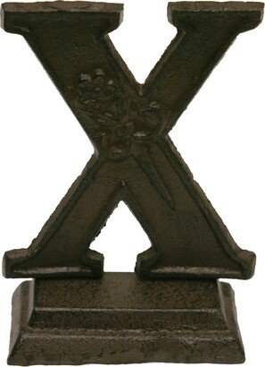 Iron Ornate Standing Monogram Letter X Tabletop Figurine 5 Inches - Brown