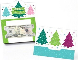 Big Dot of Happiness Merry and Bright Trees - Colorful Whimsical Christmas Party Money and Gift Card Holders - Set of 8