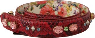 Red Exotic Leather Crystals Reversible Shoulder Women's Strap