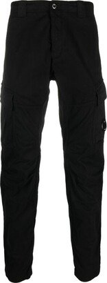 Black Logo-Plaque Tapered-Leg Trousers