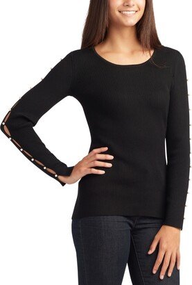 Juniors' Imitation-Pearl-Trim Sweater