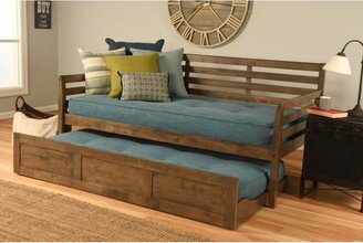 Copper Grove Kutaisi Daybed with Trundle and Linen Aqua Mattresses