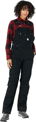 Quilt-Lined Washed Duck Bib Overalls (Black) Women's Overalls One Piece