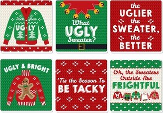 Big Dot of Happiness Ugly Sweater - Funny Holiday and Christmas Party Decorations - Drink Coasters - Set of 6