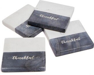 Lexi Home Marble Collection 4 Pc. Square Gray Coasters - Thankful