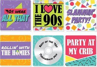 Big Dot Of Happiness 90's Throwback - Funny 1990s Party Decorations - Drink Coasters - Set of 6