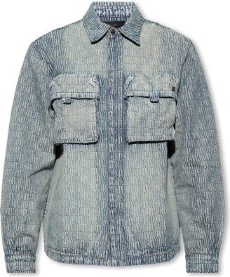 Logo Jacquard Long-Sleeved Denim Jacket