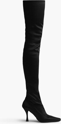 Trap stretch-satin over-the-knee boots