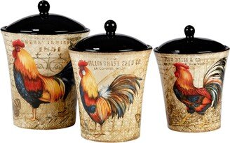 Gilded Rooster 3-Pc. Canister Set