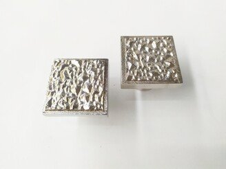 Metal Contemporary Square Knob - Scattered Diamond Texture Cabinet, Set Of 2