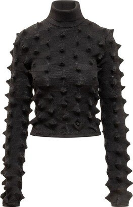 Studs-Effect Turtleneck Knit Sweater