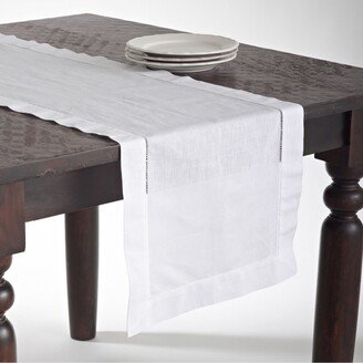 Saro Lifestyle Hemstitched Linen Blend Table Runner