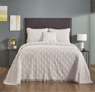 Set of 4 Queen Charleston Collection 100% Cotton Tufted Unique Luxurious Bedspread Set Ivory