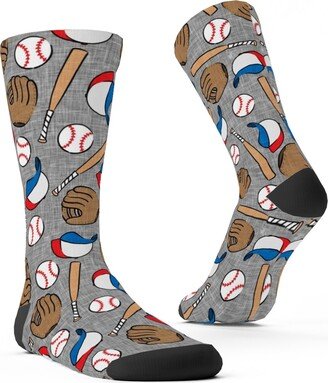 Socks: Baseball Bats Mits And Balls Custom Socks, Multicolor