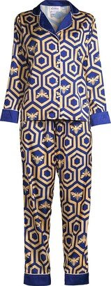 Averie Sleep Two-Piece Colbee Honeycomb Print Pajama Set