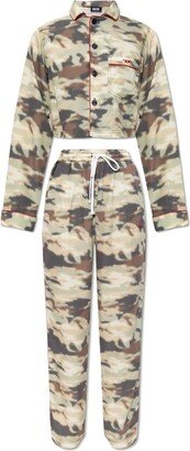 Camouflage-Print Long-Sleeved Pajama Set