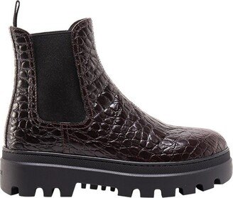 Croco-Effect Ankle Boots