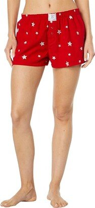 Flannel Shorts (Red Foil Stars) Women's Pajama