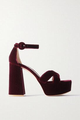 Sheridan 110 Velvet Platform Sandals - Burgundy