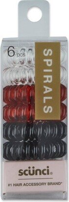 3 Classic Color Spiral Twister Hair Ties - 6pk