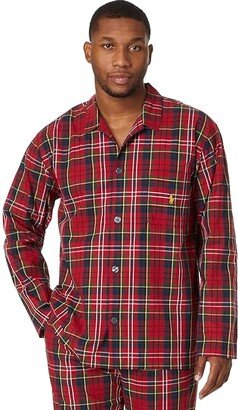 Hanging Yarn-Dye Woven Long Sleeve PJ Top (Stone Ridge Plaid/Basic Gold Pony Player) Men's Pajama