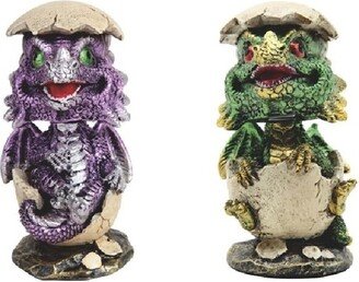 Q-Max 2-Piece Purple and Green Dragon Baby in Egg 4H Figurine Set