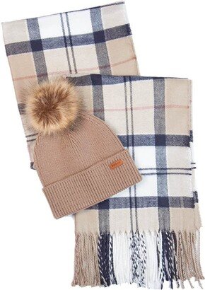 Dover Tartan Beige Beanie+scarf Set