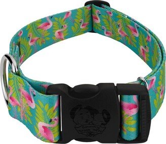 Country Brook Petz 1 1/2 Inch Deluxe Flamingos Dog Collar (Large)