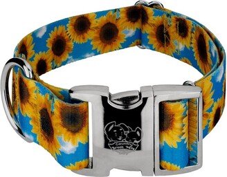 Country Brook Petz 1 1/2 Inch Premium Sunflowers Dog Collar (Extra Large)