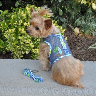 Doggie Design Cool Mesh Dog Harness with Matching Leash-Surfboard Blue and Green(X-Small)