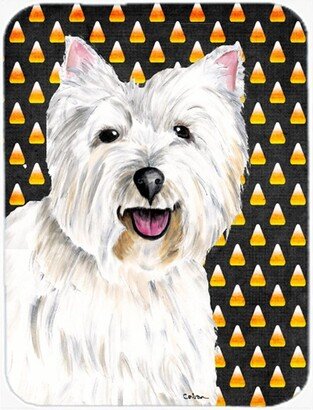 SC9180LCB Westie Candy Corn Halloween Portrait Glass Cutting Board